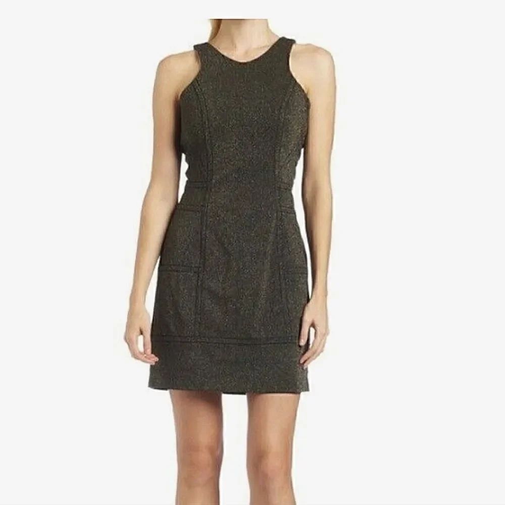 NWT BCBGeneration Sleeveless Fitted Dres Black/ Gold Sparkle